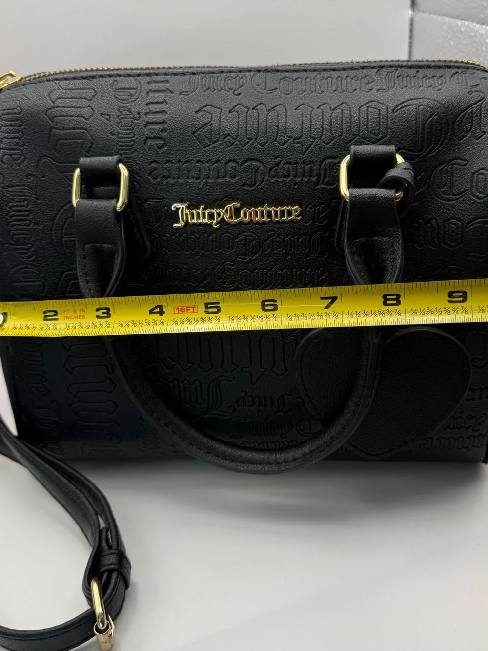 Juicy Couture Black Embossed Satchel with Gold Logo